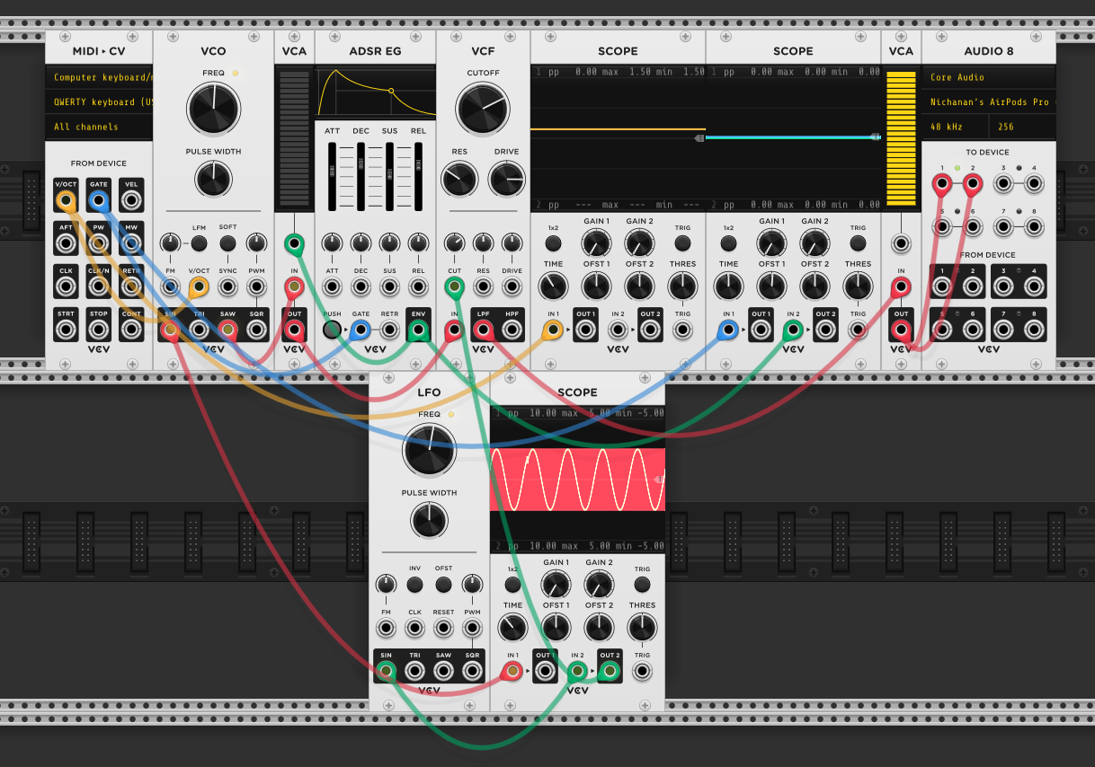 Patch with LFO modulating filter cutoff