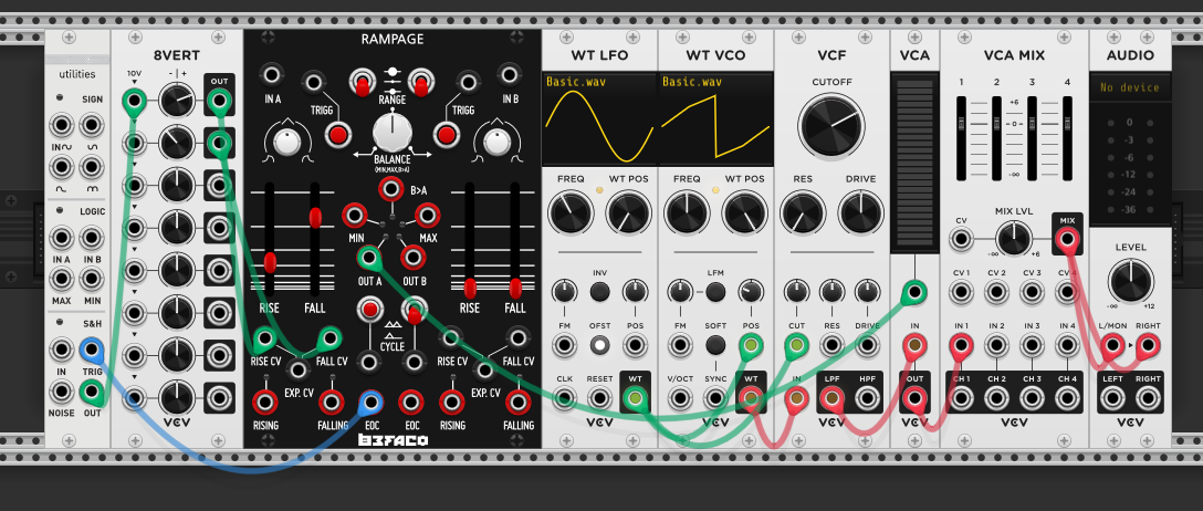 8VERT output through Kinks S&H into quantizer, then to WT VCO V/OCT
