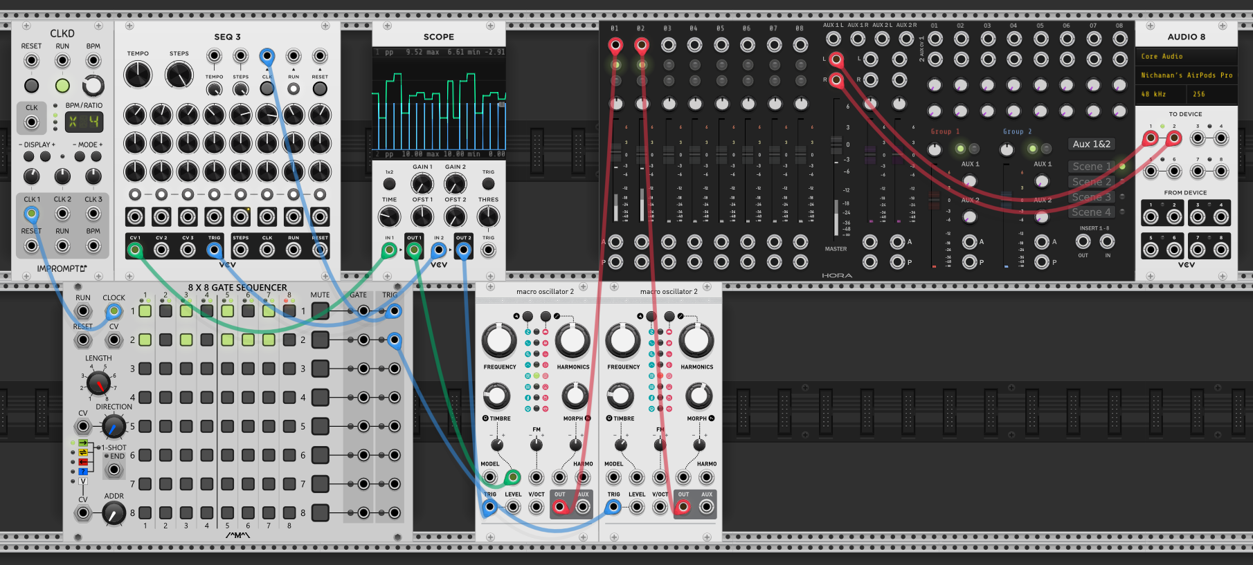 Two voices with gate sequencer