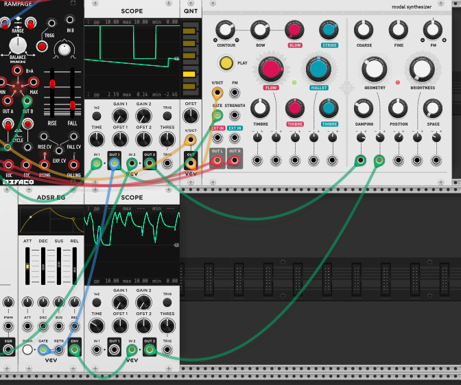 ADSR modulating Modal Synthesizer's GEOMETRY input