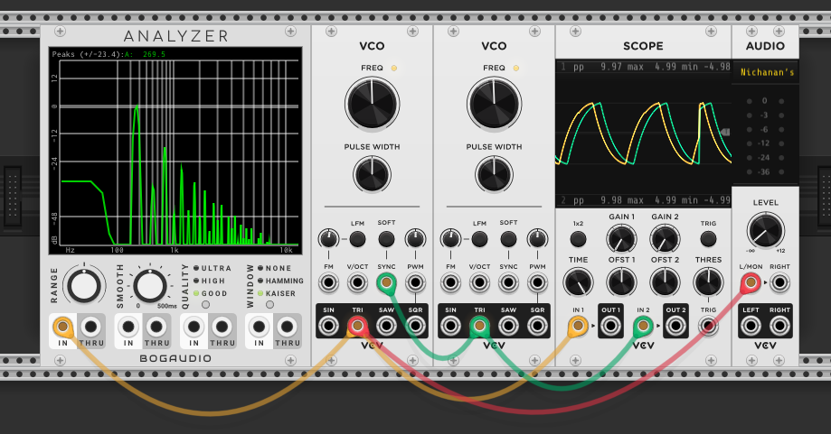 Two VCOs in hard sync — secondary frequency high