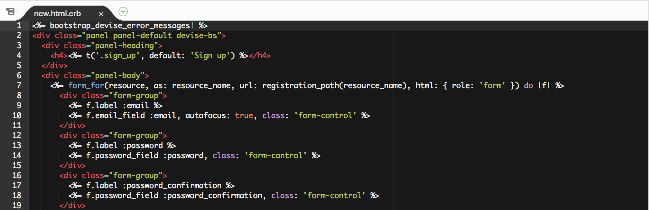  HTML with embedded Ruby. 