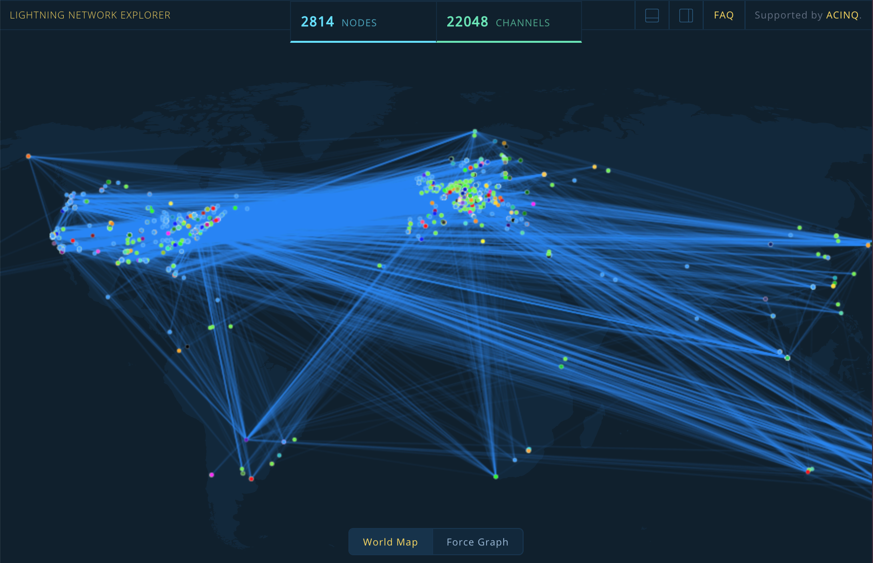  👀A  Lightning Network explorer  mapping nodes around the world by ACINQ. One of  many  