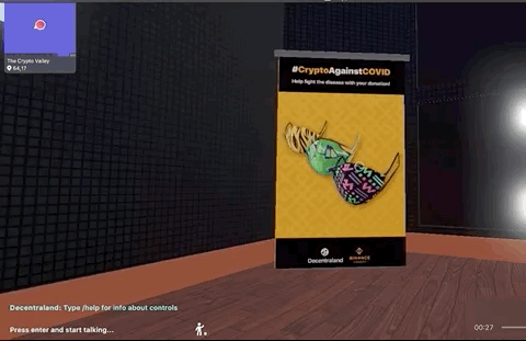  Buying a mask from a dispenser in Decentraland 