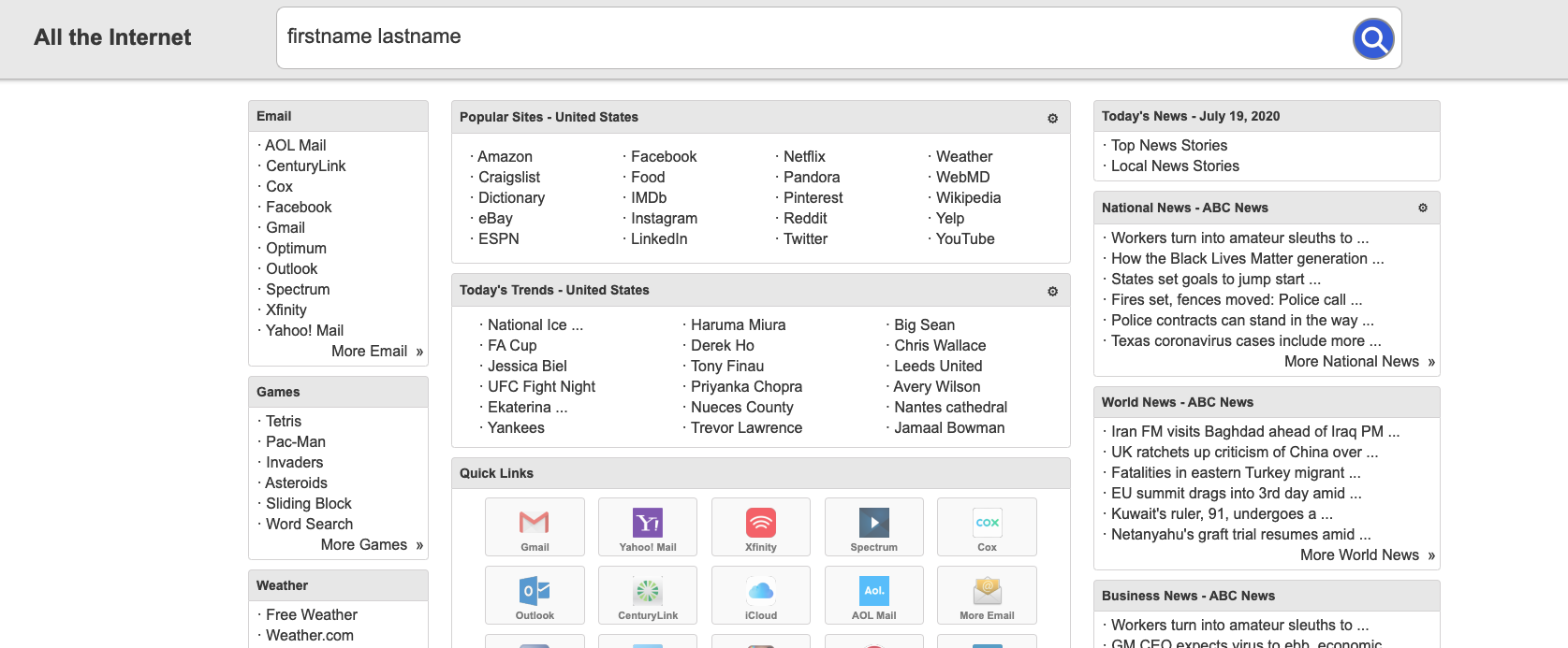   alltheinternet.com  aggregates search results from multiple sites 